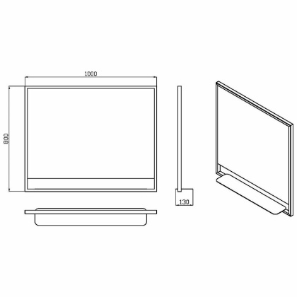 Зеркало Vallessi прямоугольное 100*80 с полочкой антрацит 552_2 Boheme