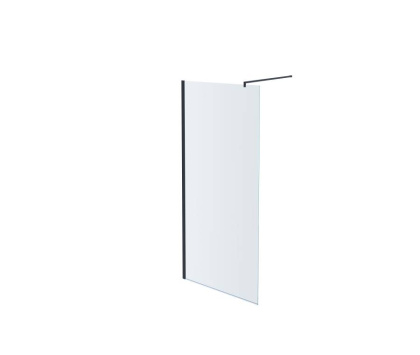 AQ WIW 10020BL Душевая перегородка Walk in с держателем 1000x2000 профиль черный, стекло прозрачное