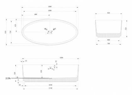 Ванна из литьевого мрамора Abber Stein 180х85 AS9627
