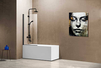 Душевая шторка на ванну VSB-11800CLGM, 800*1400, вороненая сталь, стекло прозрачное