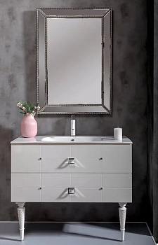 Тумба Piazza 100 белая + Хром_Комплект 841-100-WCR Boheme