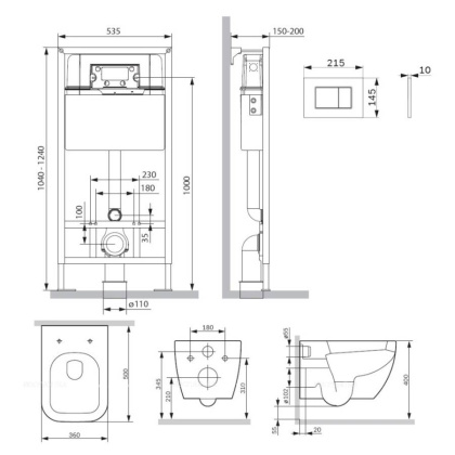 IS70201.901701 Инсталляция с клавишей ProC S Белый глянец. с подвесным унитазом Gem FlashClean с сид м/лифт IS70201.901701 Инсталляция с клавишей ProC S Белый глянец. с подвесным унитазом Gem FlashClean с сид м/лифт