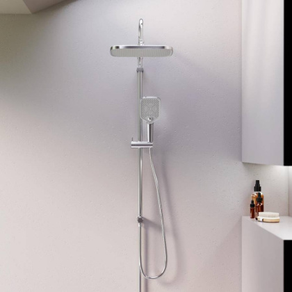 953000000 Gala душ.система: верх.душ 300*210 мм, ручн.душ 3 ф-ции 110*260 мм, штанга 1050-1450, Хром