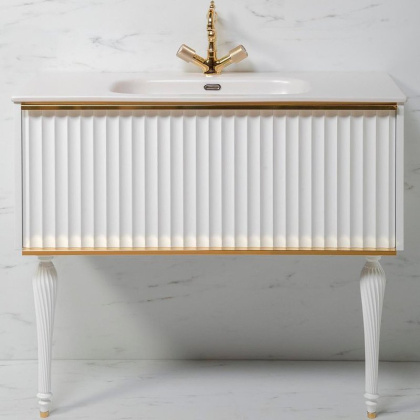 Тумба Canale 100 белая + Золото_Комплект 843-100-WG Boheme