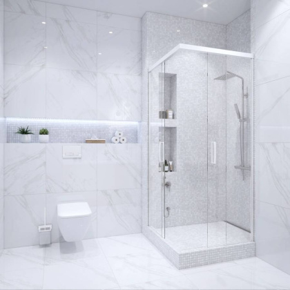 Мозаика, нат. мрамор, WHITE POLISHED 20х20, Classic