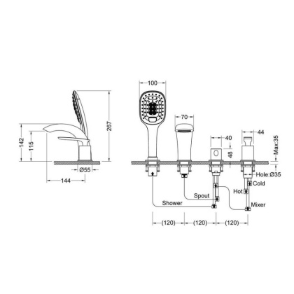 Смеситель Timo Helmi 4020/03Y на борт ванны, черный матовый