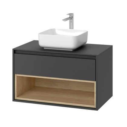 Тумба под накладную раковину EXCELLENT Tuto 80 см (серый/дуб), 1 ящик