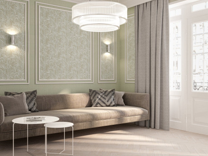 Обои виниловые Бамбук мотив, серый, зеленый