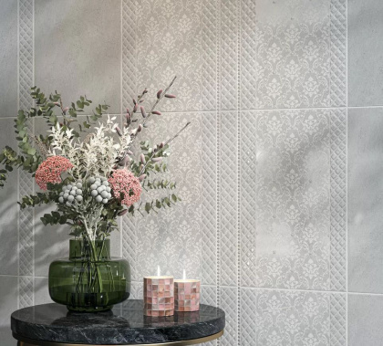 Декор AZ\A053\6424 Мотиво серый 40см*25см*8мм (1уп/10шт), шт