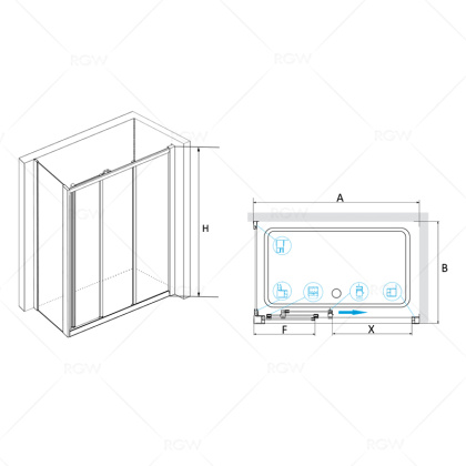 Душевой уголок RGW CL-30, 04093088-11, 80 х 80 x 185 см, дверь раздвижная, стекло прозрачное, хром