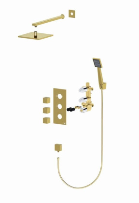 Душевая система Timo Tetra-Thermo SX-0179/17SM скрытого монтажа с термостатом, золото матовое