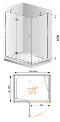 VERONA-W-AH-1-120/100-P-Cr-L Душевой уголок