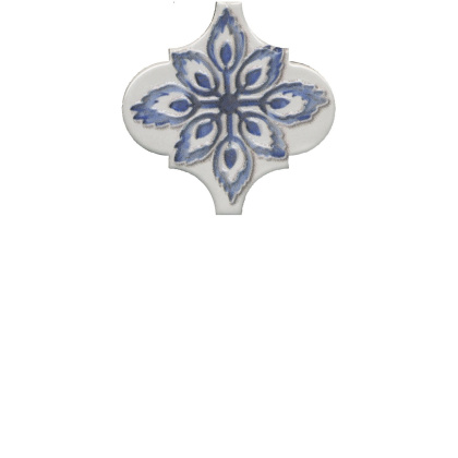 Декор VT\A319\65000 Арабески Майолика белый/синий/голубой (6,5см*6,5см*7мм) (26шт/0,11м2) орнамент, шт