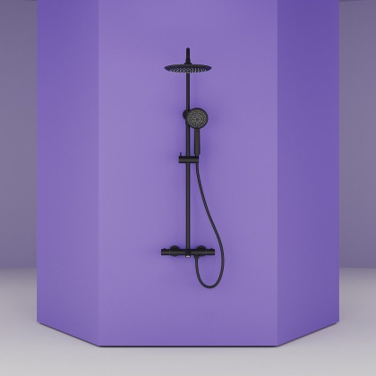 Душевая стойка SANCOS Game для душа/ванны с термостатическим смесителем, цвет черный матовый, арт. SC3001MB