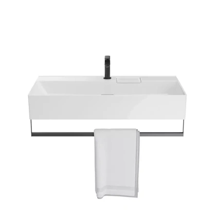 Держатель для полотенец к раковинам LOGICA 90 с крепежом, черный матовый LO.trl.90\BLK.M