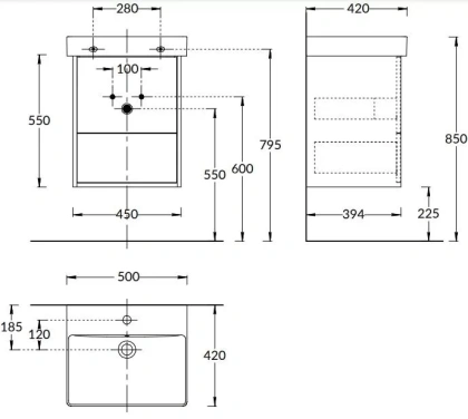 Тумба PRO подвесная 2 ящика 50, вяз PRO.50.2\OLM