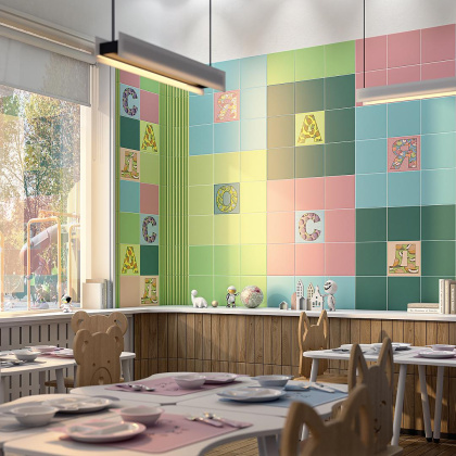 Керамический декор HGD\A548\5111 Сад-огород зеленый (20см*20см*6,9мм) (10шт/0,4м2) Киви, шт.