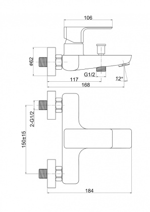 Смеситель для ванны GEO однорычажный