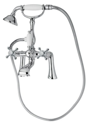 GOLF-PBV-03/24 Смеситель на борт ванны с ручным душем Исполнение: Золото 24 карат, Ручки: Золото 24 карат 