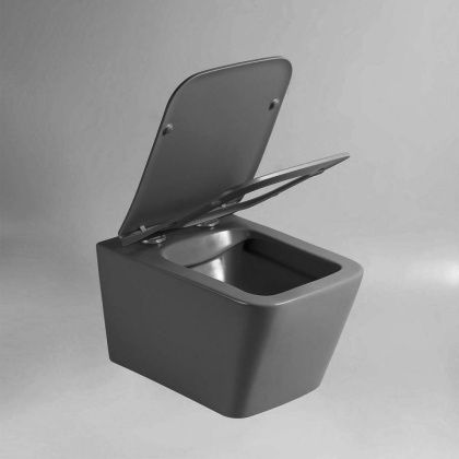 Унитаз подвесной Q-Line VT1-12MA безободковый, цвет антрацит мат., ультратонкое soft close сиденье