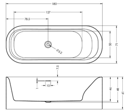 Акриловая ванна Riho Devotion Free 180 white Glossyriho Fall