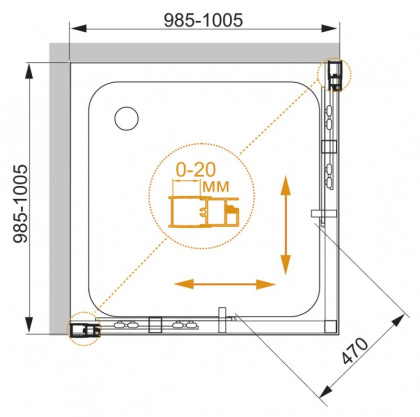 MOMENTO-A-2-80-C-Cr Душевой уголок