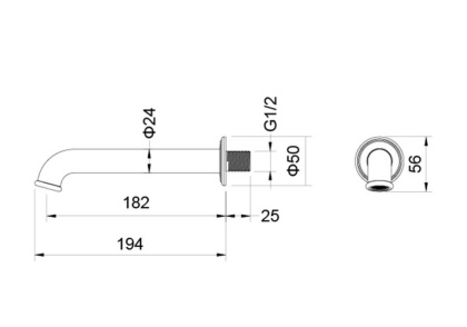Излив для ванны 182 мм AQUATEK AQ1541CR КЛАССИК