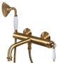APHRODITE-VDM-02-Bi Смеситель для ванны и душа однорычажный в комплекте с ручным душем, исполнение бронза, ручки белые