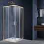 Душевой уголок Alpha VSS-3AL100CLG, 1000*1000, брашированное золото, стекло прозрачное
