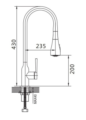 Смеситель для кухни латунь, черный S163H