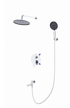 MARINO Душевой комплект встраиваемый с изливом (смеситель встраиваемый, верхний душ, ручной душ со шлангом, штуцер с держателем),хром MARINO-VDSET-CRM