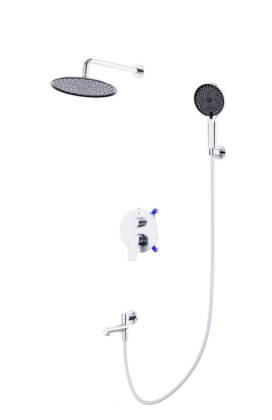 MARINO Душевой комплект встраиваемый с изливом (смеситель встраиваемый, верхний душ, ручной душ со шлангом, штуцер с держателем),хром MARINO-VDSET-CRM