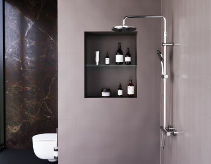 DX218091000 Option, душевая система с ТМС Для душа: верхний душ 230мм, ручной душ 120мм, 1 режим, шт