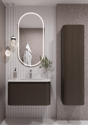 OVALE 1 полка 80CM ШПОН тумба + раковина OV0110100-080 Boheme