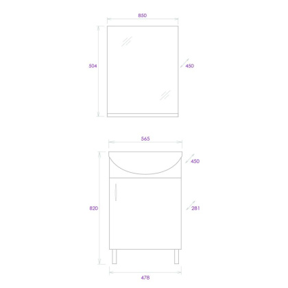 Комплект ONIKA ЭКО 52 (3в1: тумба+раковина+зеркало)
