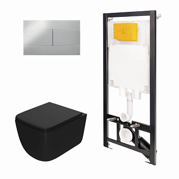 Сет: Инстал.OLI 80 ECO +панель Slim хр. гл., OLI+Унитаз Point Меркурий, чёрный