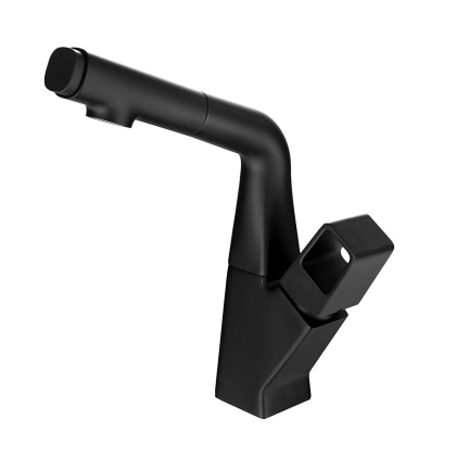 Смеситель для кухни/раковины, с вытяжным изливом, высота излива 17~26 см, длина 14 см, латунь/чёрный Смеситель для кухни/раковины, с вытяжным изливом, высота излива 17~26 см, длина 14 см, латунь/чёрный