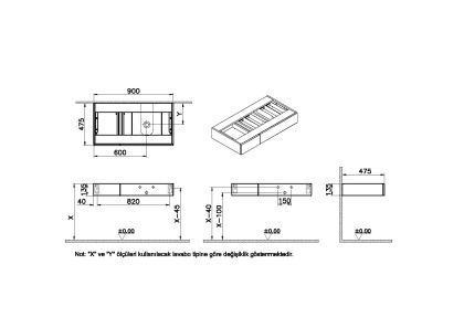 Модуль 90 см под раковину с выдвижным ящиком, правосторонний, темный вяз