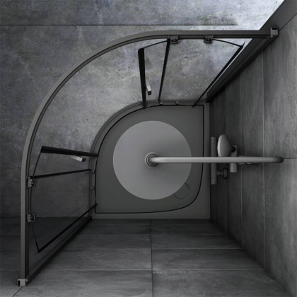 W90G-401-090BT Душевое ограждение Gem 1/4 Rond 90x90 стекло прозрачное, профиль Черный матовый, без