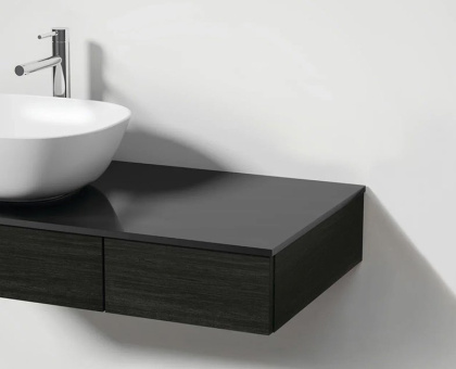 Модуль 90 см под раковину с выдвижным ящиком, левосторонний, черный дуб