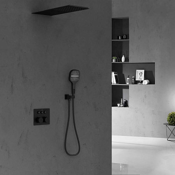 Душевой комплект VSFW-401TMB термостатический встраиваемый, трехрежимный, черный
