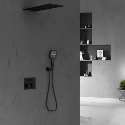 Душевой комплект VSFW-401TMB термостатический встраиваемый, трехрежимный, черный