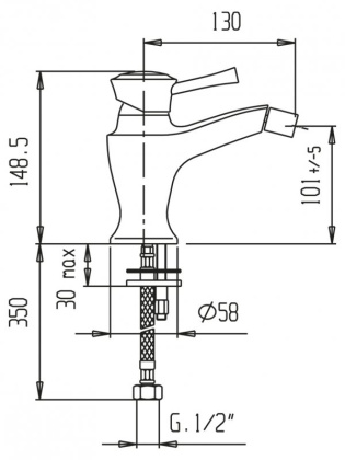 GIUBILEO-BSM1-02 Смеситель на биде однорычажный c донным клапаном, исполнение бронза