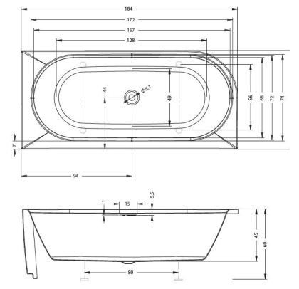 Акриловая ванна Riho Desire Corner Linkswhite 180