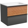 Тумба подвесная SANCOS Delta 590х445х500, c двумя ящиками оснащенными доводчиками, дуб красный/графит , арт. DL60GR