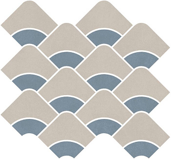 Декор Таделакт наборный бежевый светлый, синий светлый матовый обрезной 30x28x0,9
