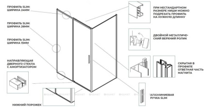Душевая дверь Aquanet Pleasure Evo 100AE65-N100-CT профиль хром, прозрачное стекло