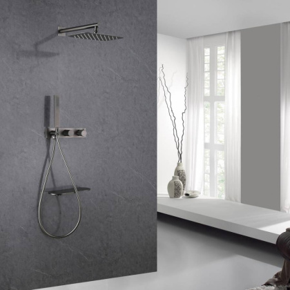 Душевая система ABBER Rund AF8750NG скрытого монтажа с изливом, термостат, никель Душевая система ABBER Rund AF8750NG скрытого монтажа с изливом, термостат, никель