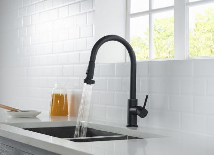 Смеситель Timo Saona 2316/03FL с выдвижной лейкой, черный