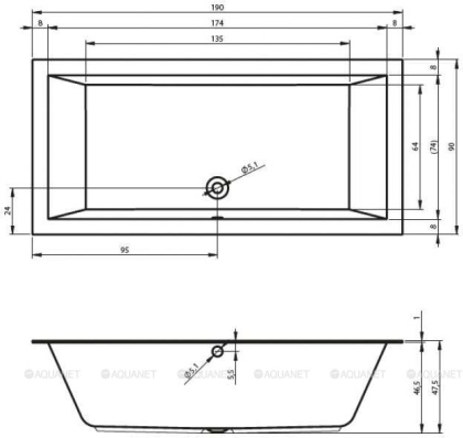 Акриловая ванна RIHO LUGO VELVET 190x90